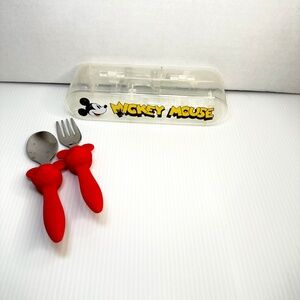 Disney Eats Toddler Mickey Minnie Mouse Spoon & Fork Flatware Set with case